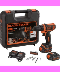 Trapano avvitatore a batteria black+decker "bdcdd12kb-qw" con valigetta e 2 batterie 10.8v 1,5ah