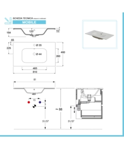 Mobile bagno sospeso 'revital' noce scuro, 84x49x56 cm