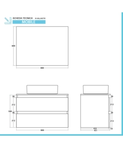 Mobile bagno sospeso 'revital' noce, 80x46x51 cm