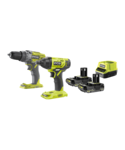 Kit ryobi 'r18ck2-2c20g' con trapano avvitatore 'r18pd3' e avvitatore ad impulsi 'r18id2' con 2 batterie 18v 2.0ah