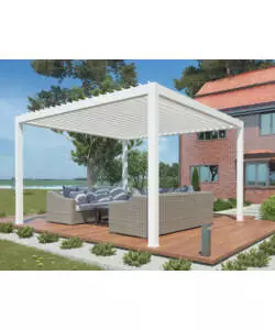 Pergola bioclimatica motorizzata riviera 'bouganville' in alluminio bianco 400x400x250 cm