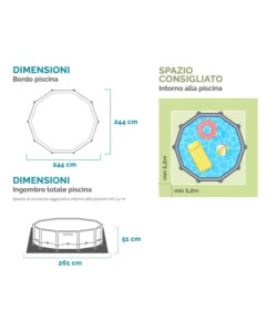 Piscina fuori terra rotonda intex 'metal frame' 244x244x51 cm - cod. 28205np