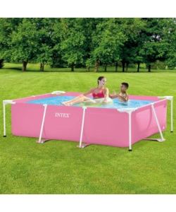 Piscina fuori terra rettangolare intex "rectangular frame" rosa 220x150x60 cm - cod. 28266np