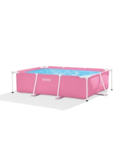 Piscina fuori terra rettangolare intex 'rectangular frame' rosa 220x150x60 cm - cod. 28266np