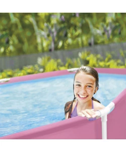 Piscina fuori terra rotonda intex "metal frame" rosa 244x244x76 cm - cod. 28290np