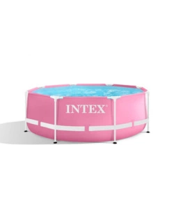 Piscina fuori terra rotonda intex 'metal frame' rosa 244x244x76 cm - cod. 28290np