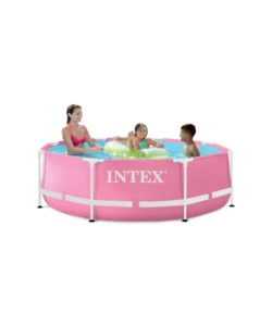 Piscina fuori terra rotonda intex "metal frame" rosa 244x244x76 cm - cod. 28290np