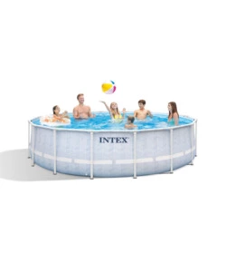 Piscina fuori terra rotonda intex 'prisma frame chevron' effetto rigato 488x488x122 cm - cod. 26746np