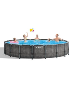 Piscina fuori terra rotonda intex "prisma frame greywood" 549x549x122 cm - cod. 26744np