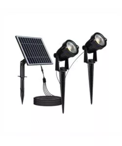 Faretto led solare da esterno con picchetto vtac nero 3000k 2 pezzi