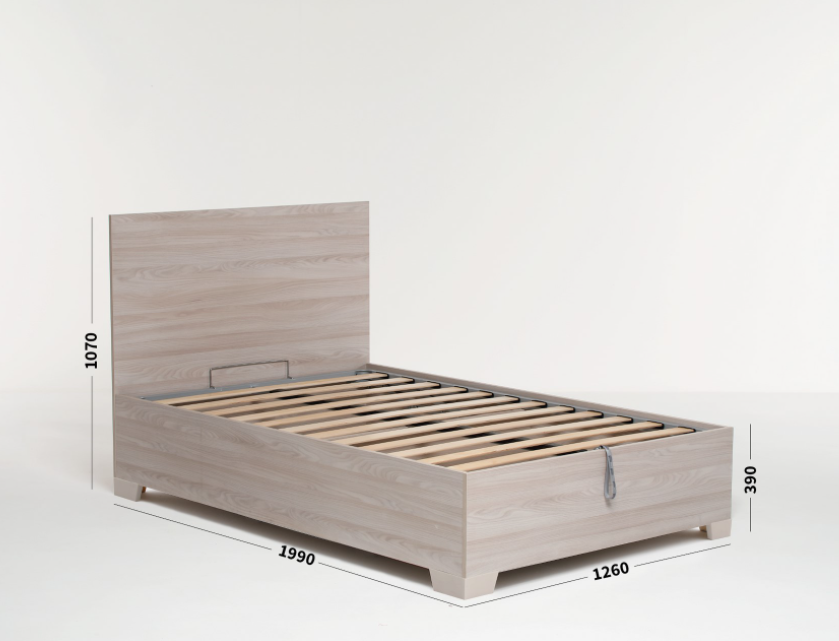 Letto 1 Piazza E Mezza hi Box Olmo Naturale Con Rete, Contenitore E  Piedini 120x190 Cm in vendita online